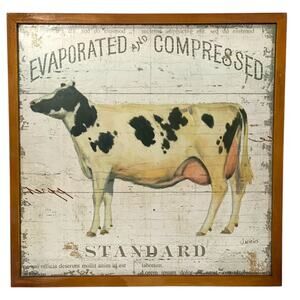 J. Wiens Evaporated And Compressed Cow Framed Canvas 13"x13"x1"